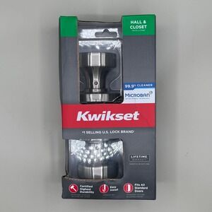 Kwikset Hall & Closet Passage Knob Set, Antimicrobial Door Handle,‎ Silver